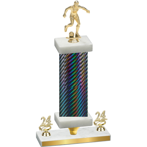 Premium Single Black Carbon Fiber Year Soccer Trophy