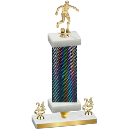 Premium Single Black Carbon Fiber Year Soccer Trophy