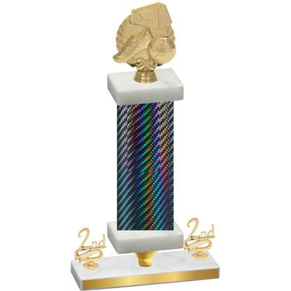 Premium Single Black Carbon Fiber Second Place Soccer Trophy
