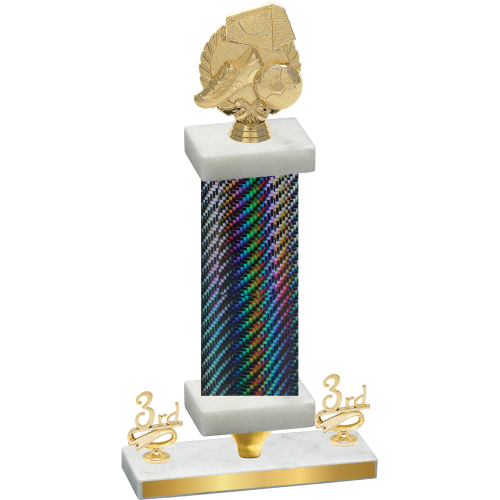 Premium Single Black Carbon Fiber Third Place Soccer Trophy