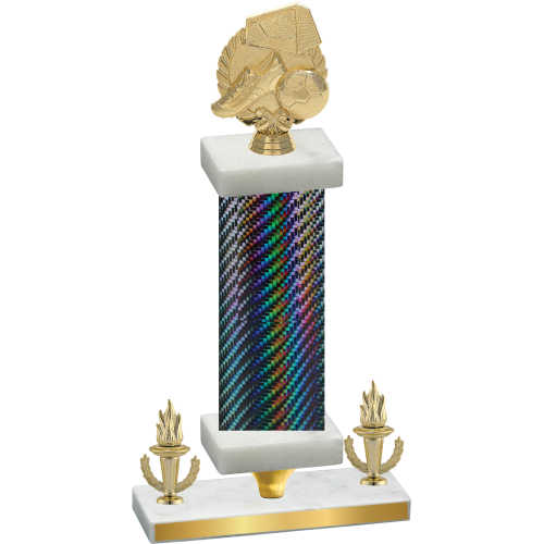 Premium Single Black Carbon Fiber Victory Soccer Trophy