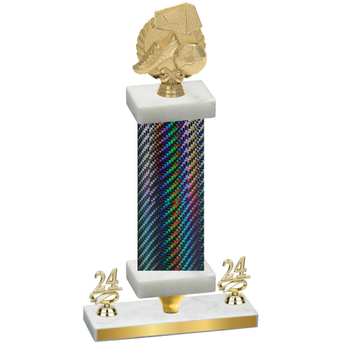 Premium Single Black Carbon Fiber Year Soccer Trophy