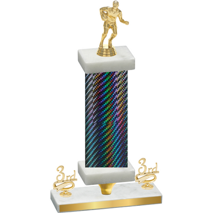 Premium Single Black Carbon Fiber Third Place Rugby Trophy