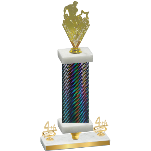 Premium Single Black Carbon Fiber Fourth Place Rugby Trophy