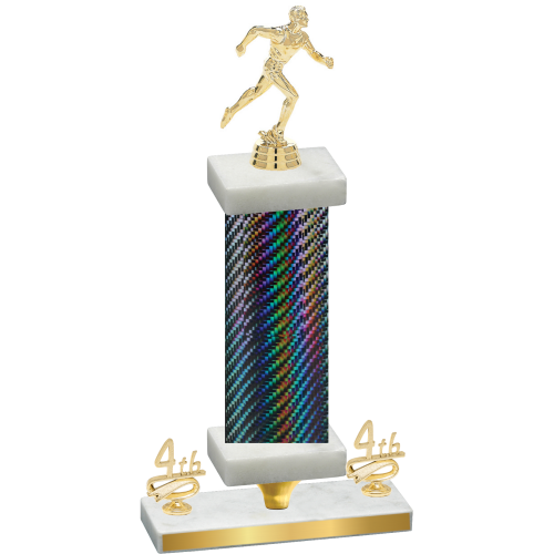 Premium Single Black Carbon Fiber Fourth Place Running Trophy