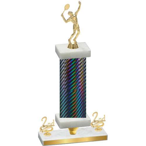 Premium Single Black Carbon Fiber Second Place Tennis Trophy