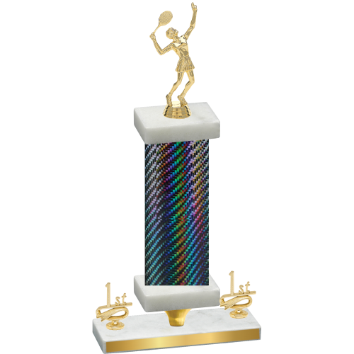 Premium Single Black Carbon Fiber First Place Tennis Trophy