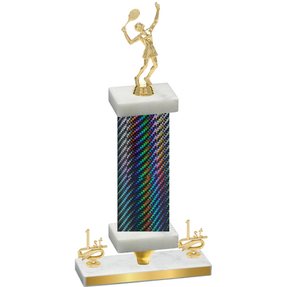 Premium Single Black Carbon Fiber First Place Tennis Trophy