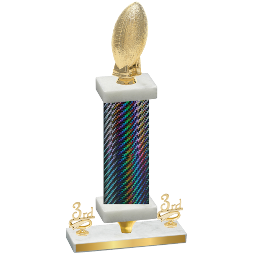 Premium Single Black Carbon Fiber Third Place Football Trophy