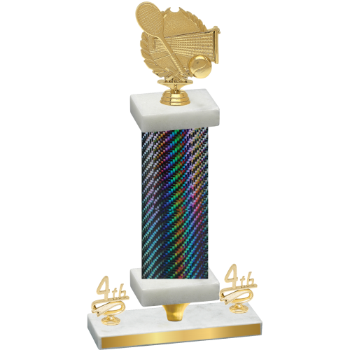 Premium Single Black Carbon Fiber Fourth Place Tennis Trophy
