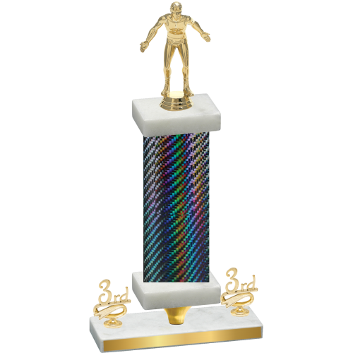 Premium Single Black Carbon Fiber Third Place Wrestling Trophy
