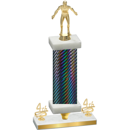 Premium Single Black Carbon Fiber Fourth Place Wrestling Trophy