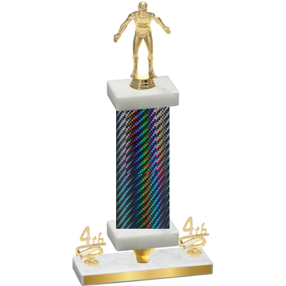 Premium Single Black Carbon Fiber Fourth Place Wrestling Trophy