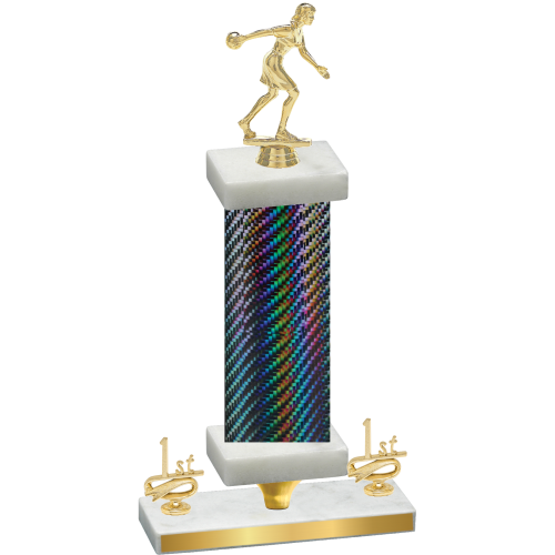 Premium Single Black Carbon Fiber First Place Bowling Trophy