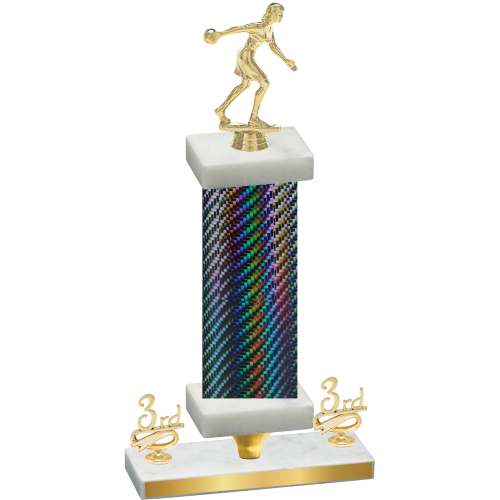 Premium Single Black Carbon Fiber Third Place Bowling Trophy