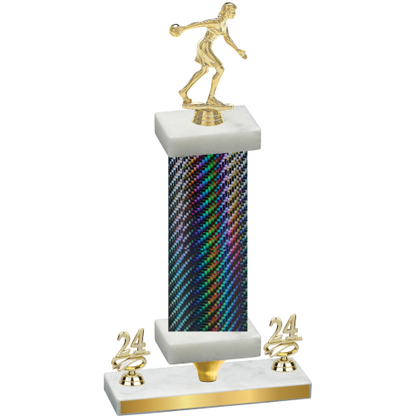 Premium Single Black Carbon Fiber Year Bowling Trophy