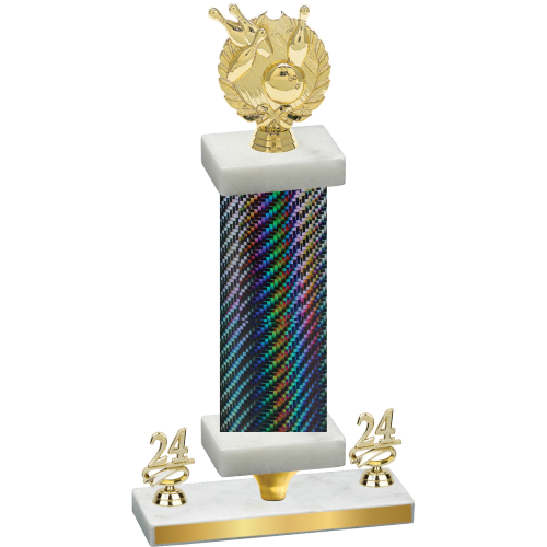 Premium Single Black Carbon Fiber Year Bowling Trophy