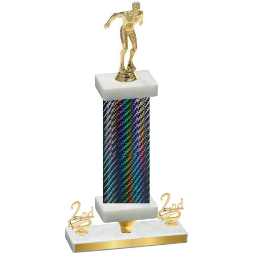 Premium Single Black Carbon Fiber Second Place Swimming Trophy