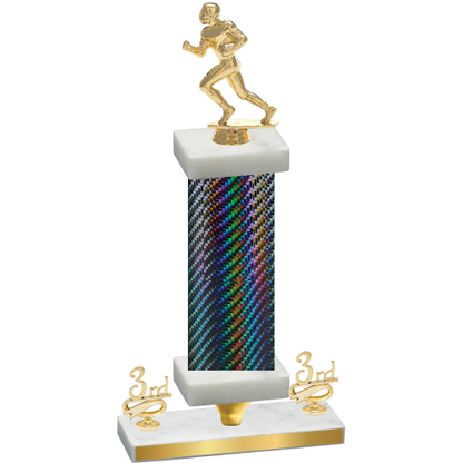 Premium Single Black Carbon Fiber Third Place Football Trophy