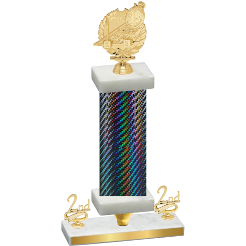 Premium Single Black Carbon Fiber Second Place Swimming Trophy