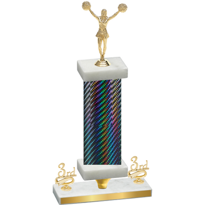 Premium Single Black Carbon Fiber Third Place Cheerleading Trophy