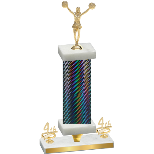 Premium Single Black Carbon Fiber Fourth Place Cheerleading Trophy