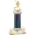 Premium Single Black Carbon Fiber Fourth Place Lacrosse Trophy