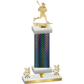 Premium Single Black Carbon Fiber Year Lacrosse Trophy
