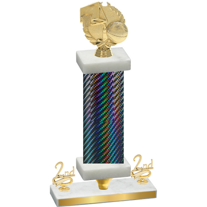 Premium Single Black Carbon Fiber Second Place Basketball Trophy