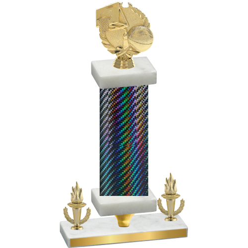 Premium Single Black Carbon Fiber Victory Basketball Trophy