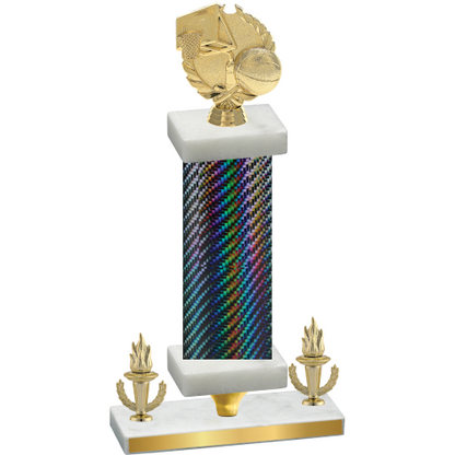 Premium Single Black Carbon Fiber Victory Basketball Trophy