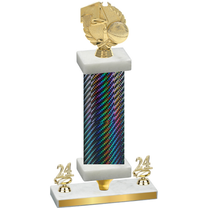 Premium Single Black Carbon Fiber Year Basketball Trophy