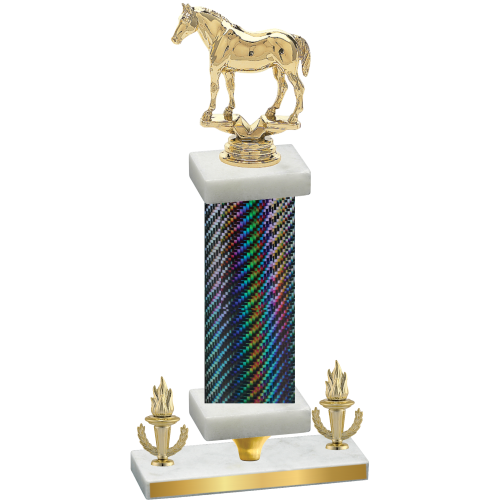 Premium Single Black Carbon Fiber Victory Horses Trophy