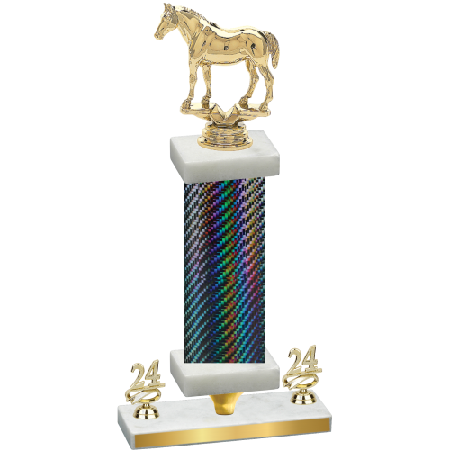 Premium Single Black Carbon Fiber Year Horses Trophy