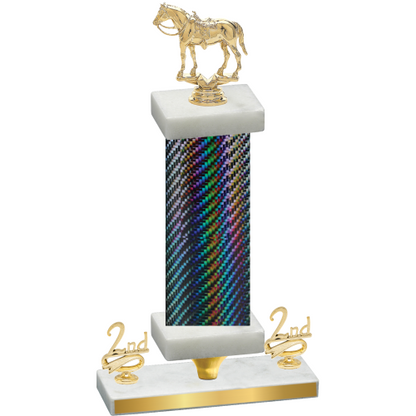 Premium Single Black Carbon Fiber Second Place Horses Trophy