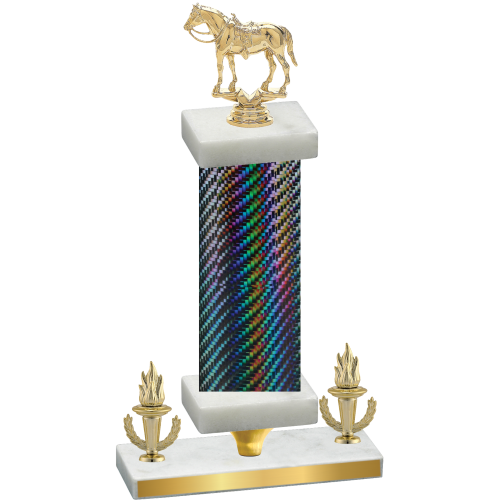 Premium Single Black Carbon Fiber Victory Horses Trophy
