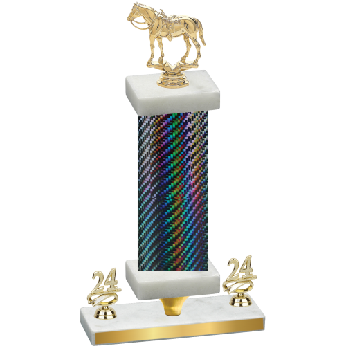 Premium Single Black Carbon Fiber Year Horses Trophy