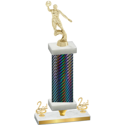 Premium Single Black Carbon Fiber Second Place Basketball Trophy