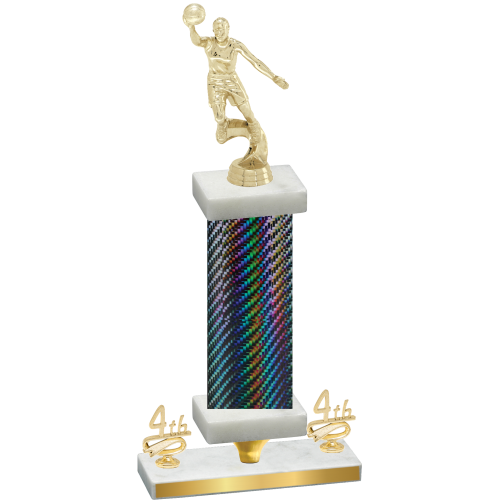 Premium Single Black Carbon Fiber Fourth Place Basketball Trophy