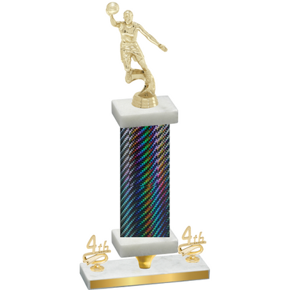 Premium Single Black Carbon Fiber Fourth Place Basketball Trophy