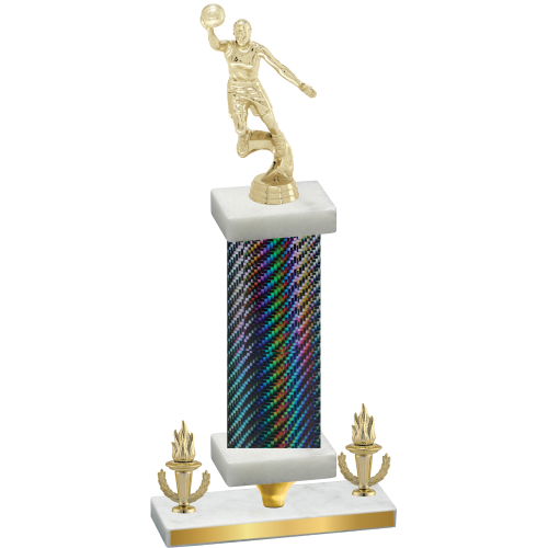 Premium Single Black Carbon Fiber Victory Basketball Trophy