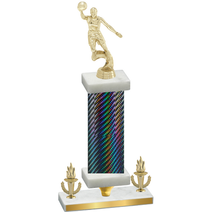 Premium Single Black Carbon Fiber Victory Basketball Trophy