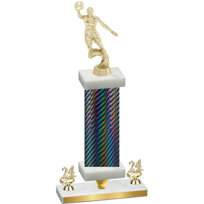 Premium Single Black Carbon Fiber Year Basketball Trophy