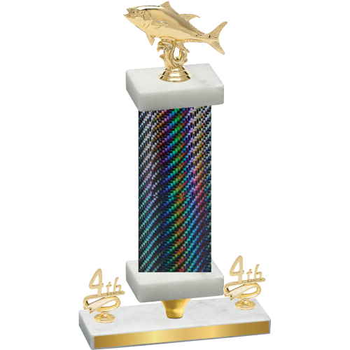 Premium Single Black Carbon Fiber Fourth Place Fishing Trophy