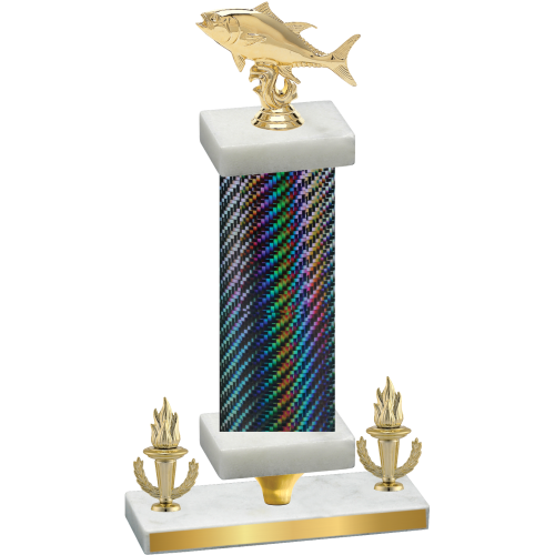 Premium Single Black Carbon Fiber Victory Fishing Trophy