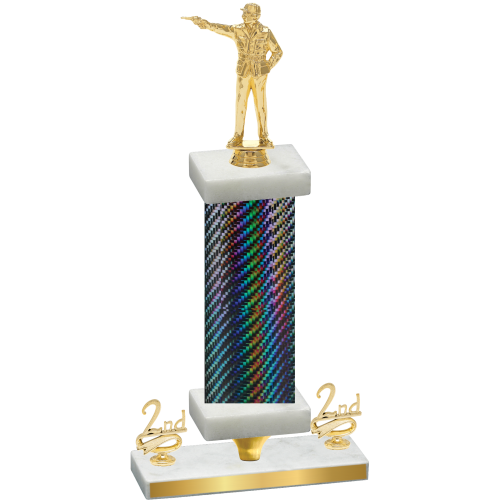Premium Single Black Carbon Fiber Second Place Shooter Trophy