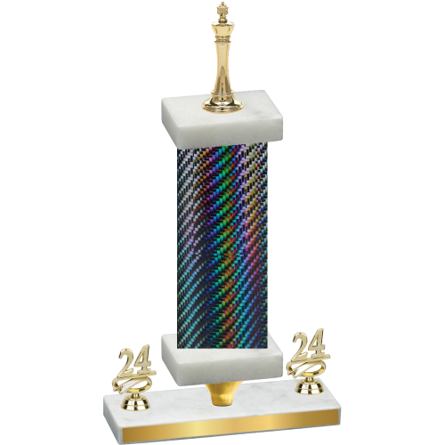 Premium Single Black Carbon Fiber Year Chess Trophy