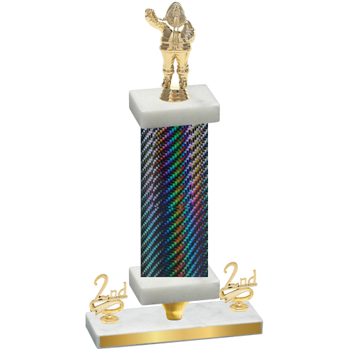 Premium Single Black Carbon Fiber Second Place Holiday Trophy