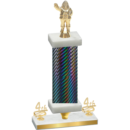 Premium Single Black Carbon Fiber Fourth Place Holiday Trophy