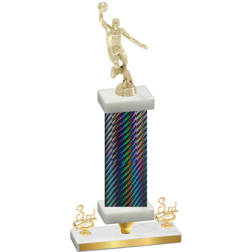 Premium Single Black Carbon Fiber Third Place Basketball Trophy